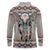 Native American Buffalo Skull Long Sleeve Polo Shirt with Dream Catchers Feathers