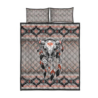 Native American Buffalo Skull Quilt Bed Set with Dream Catchers Feathers