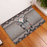 Native American Buffalo Skull Rubber Doormat with Dream Catchers Feathers