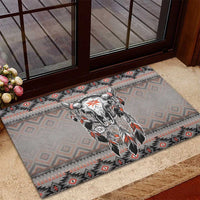 Native American Buffalo Skull Rubber Doormat with Dream Catchers Feathers