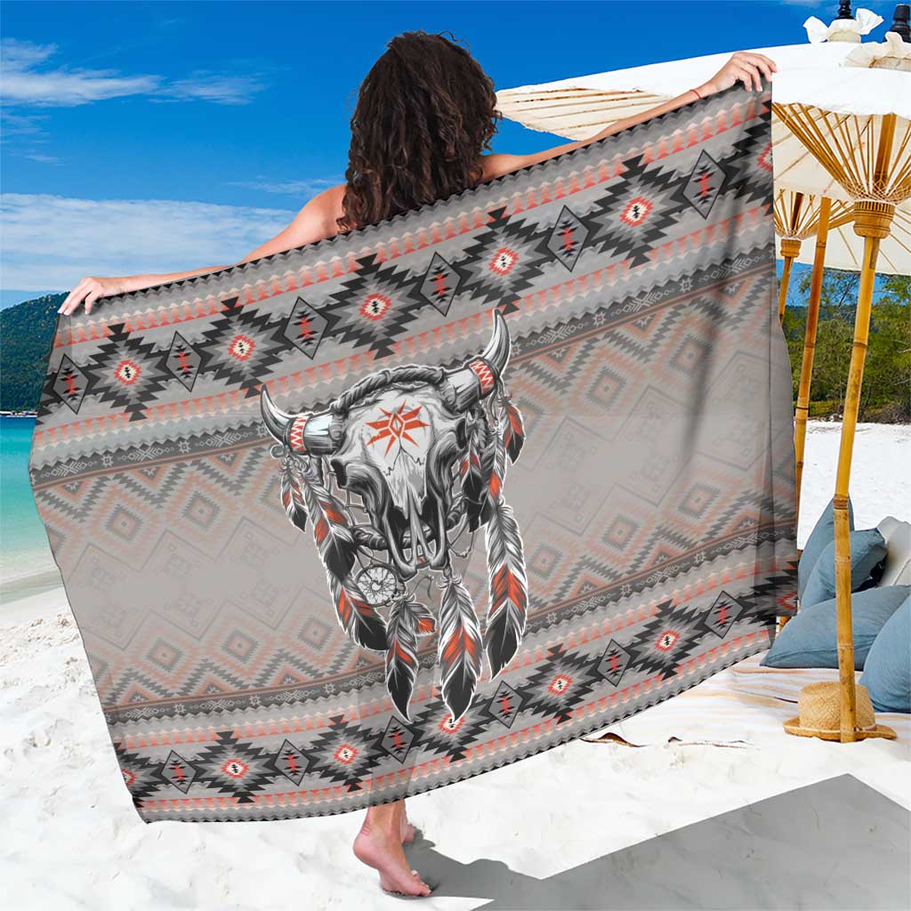 Native American Buffalo Skull Sarong with Dream Catchers Feathers