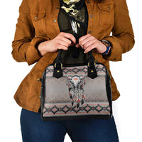 Native American Buffalo Skull Shoulder Handbag with Dream Catchers Feathers