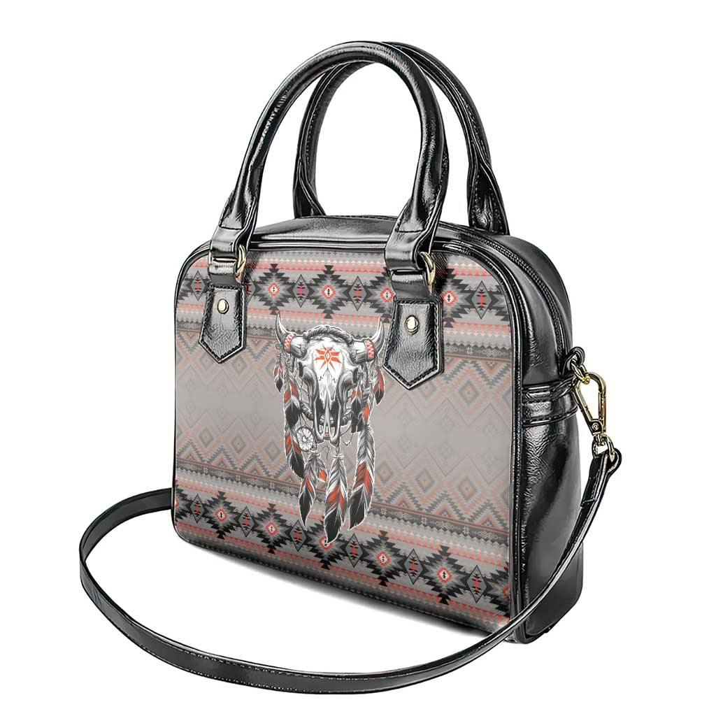 Native American Buffalo Skull Shoulder Handbag with Dream Catchers Feathers
