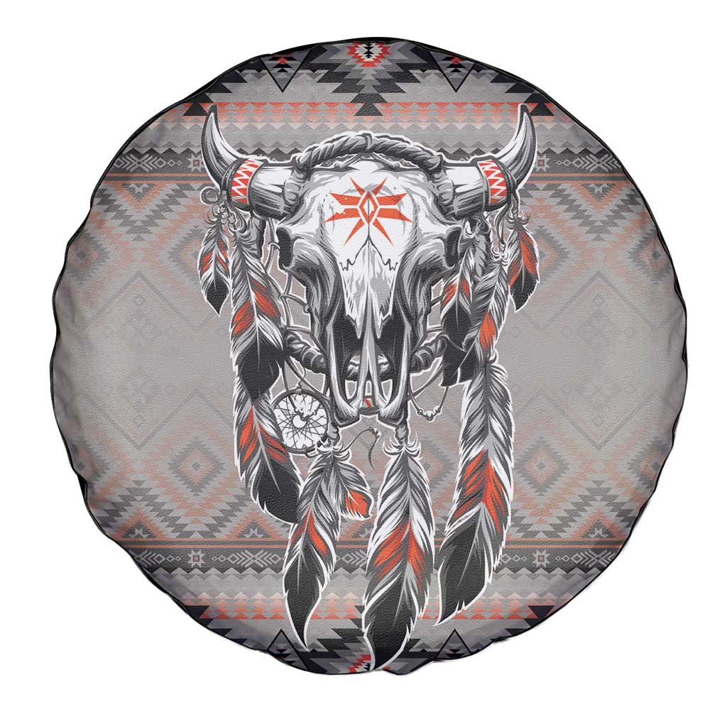 Native American Buffalo Skull Spare Tire Cover with Dream Catchers Feathers