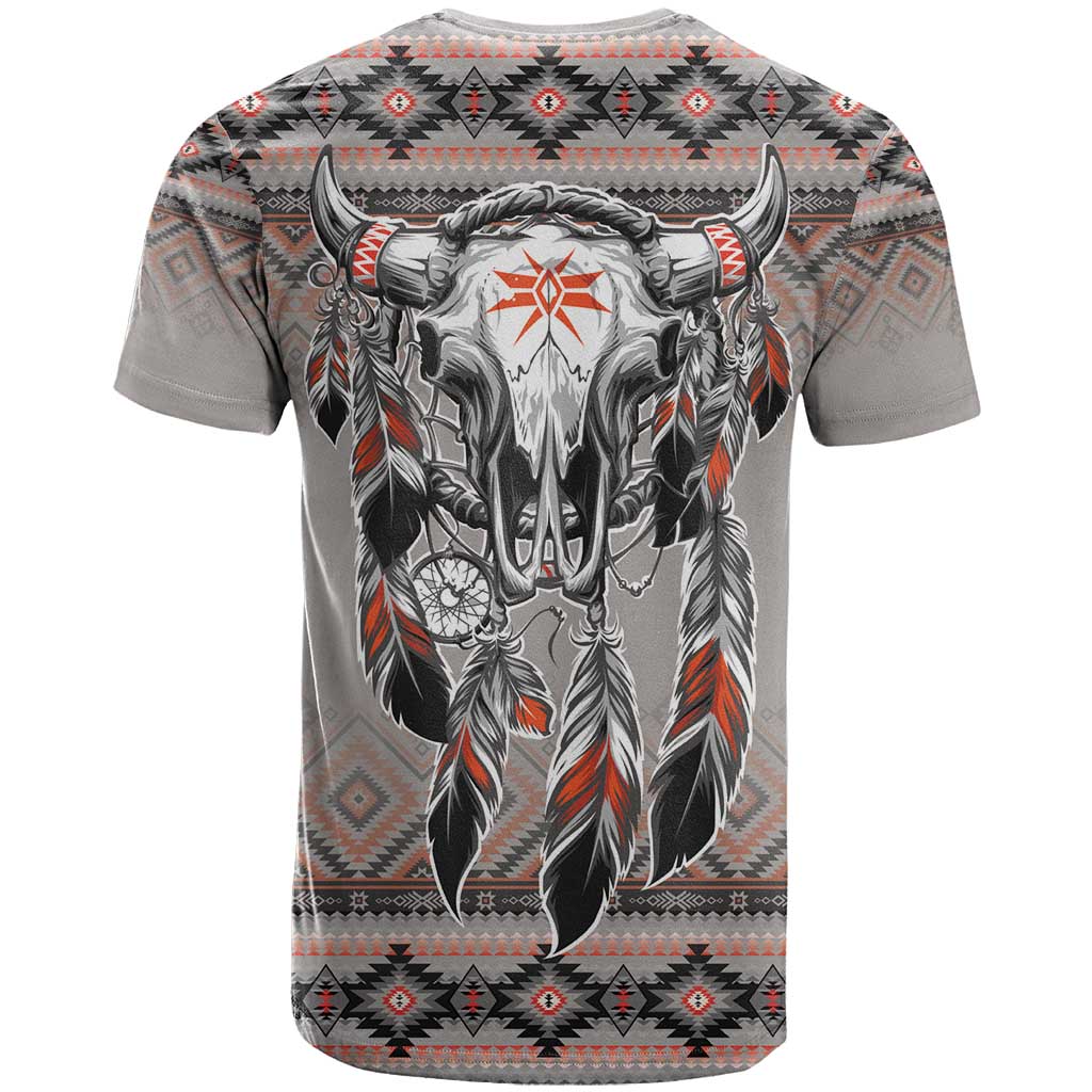 Native American Buffalo Skull T Shirt with Dream Catchers Feathers