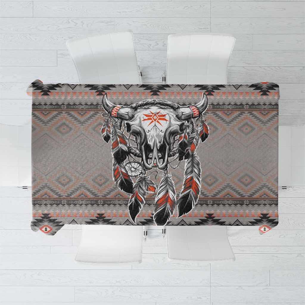 Native American Buffalo Skull Tablecloth with Dream Catchers Feathers