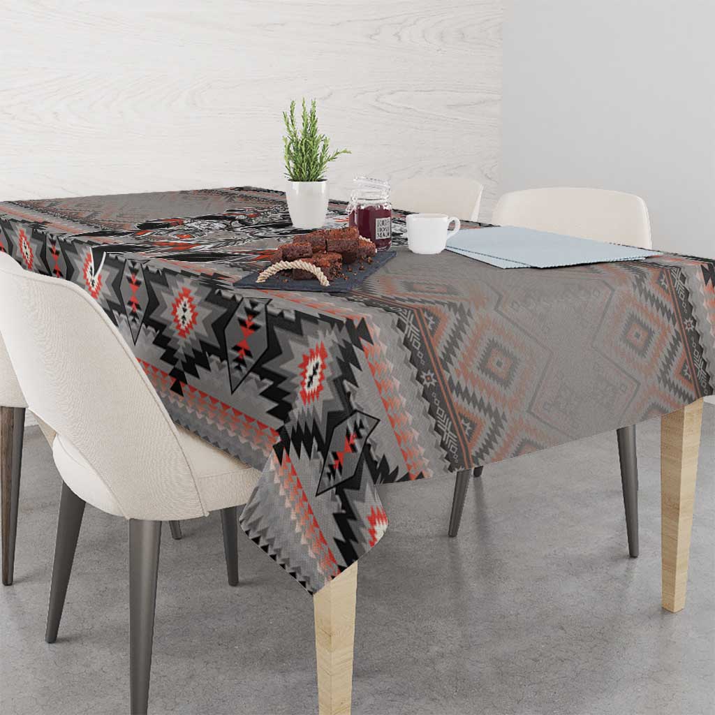 Native American Buffalo Skull Tablecloth with Dream Catchers Feathers