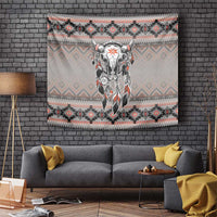 Native American Buffalo Skull Tapestry with Dream Catchers Feathers