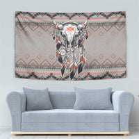 Native American Buffalo Skull Tapestry with Dream Catchers Feathers