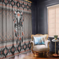 Native American Buffalo Skull Window Curtain with Dream Catchers Feathers