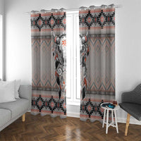 Native American Buffalo Skull Window Curtain with Dream Catchers Feathers