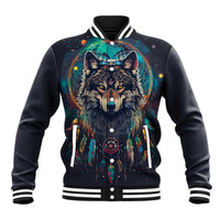 Native American Wolves Baseball Jacket with Dream Catchers Feathers