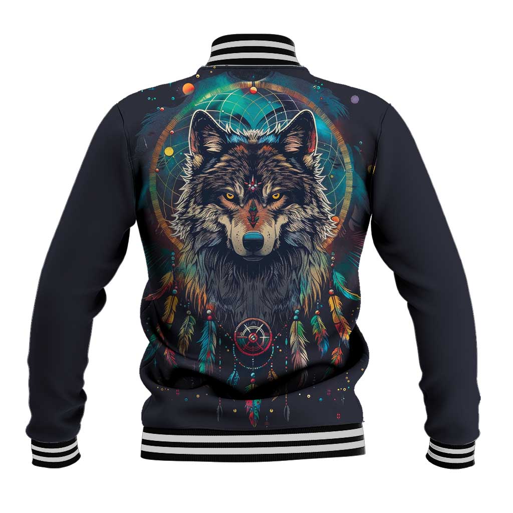 Native American Wolves Baseball Jacket with Dream Catchers Feathers
