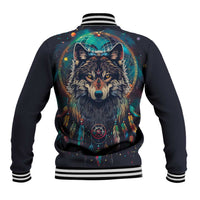Native American Wolves Baseball Jacket with Dream Catchers Feathers