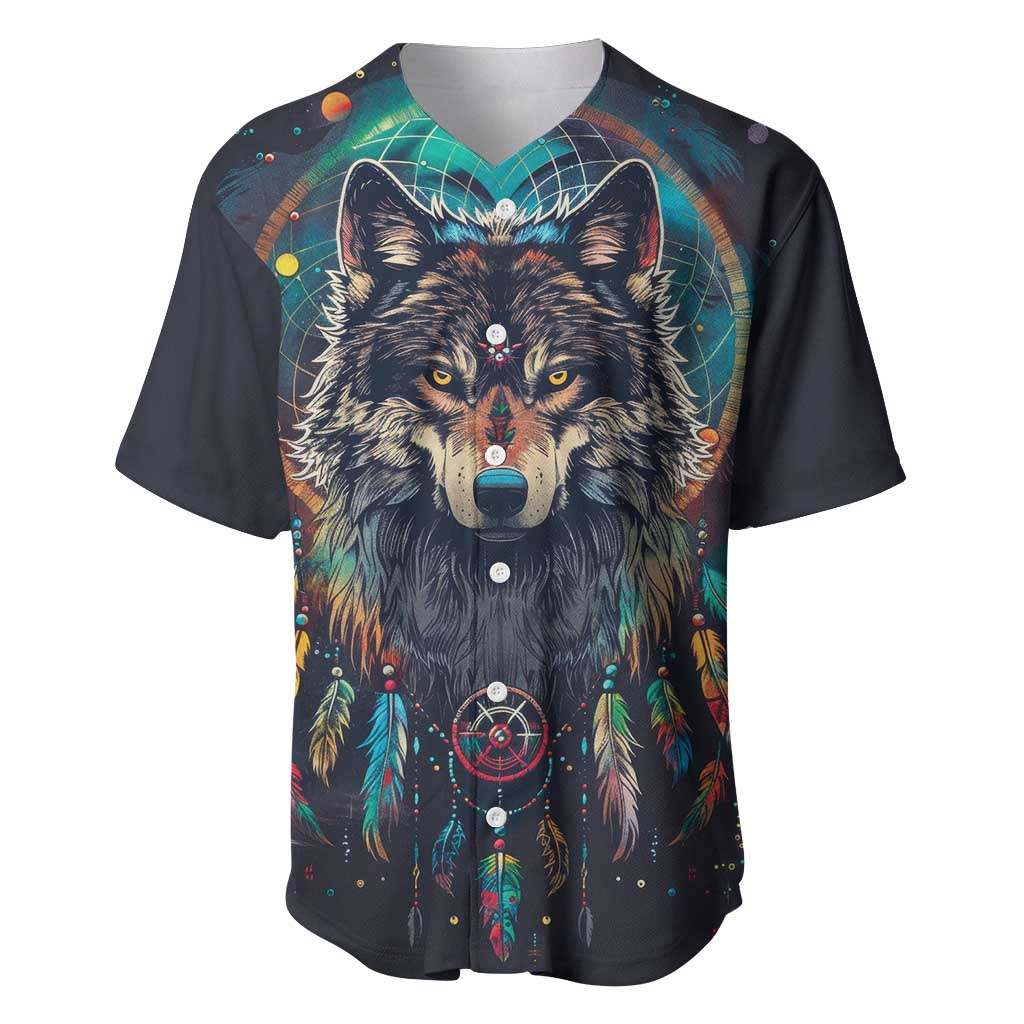 Native American Wolves Baseball Jersey with Dream Catchers Feathers