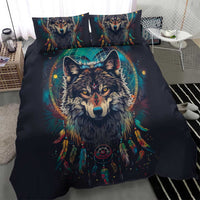 Native American Wolves Bedding Set with Dream Catchers Feathers