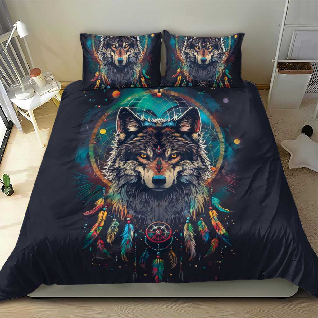 Native American Wolves Bedding Set with Dream Catchers Feathers