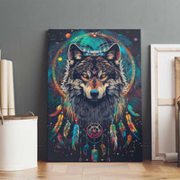 Native American Wolves Canvas Wall Art with Dream Catchers Feathers