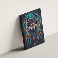 Native American Wolves Canvas Wall Art with Dream Catchers Feathers