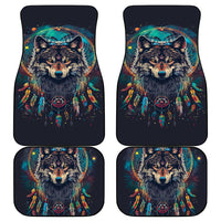 Native American Wolves Car Mats with Dream Catchers Feathers