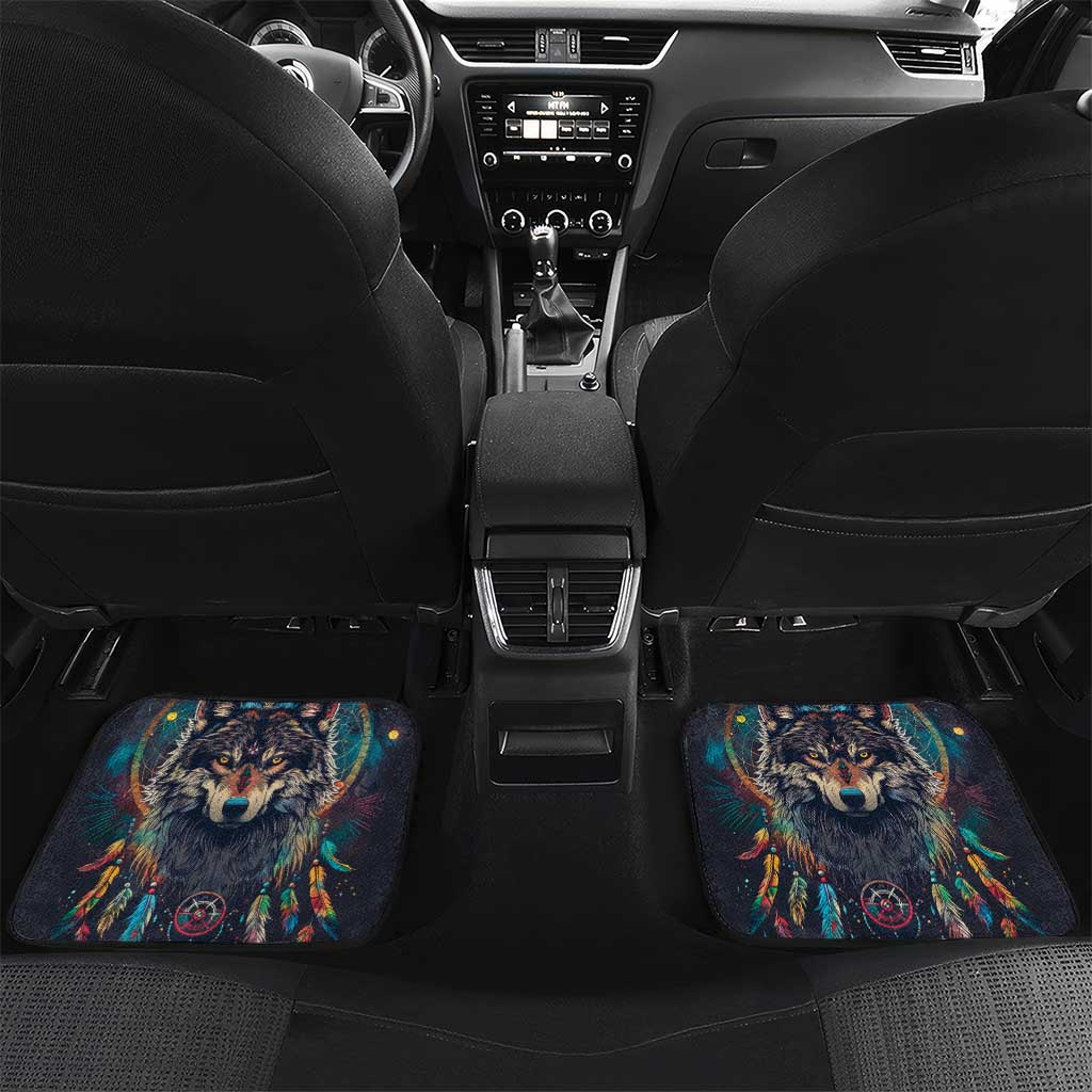 Native American Wolves Car Mats with Dream Catchers Feathers