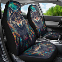 Native American Wolves Car Seat Cover with Dream Catchers Feathers