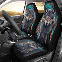 Native American Wolves Car Seat Cover with Dream Catchers Feathers