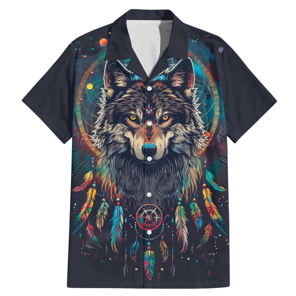 Native American Wolves Family Matching Mermaid Dress and Hawaiian Shirt with Dream Catchers Feathers
