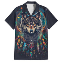 Native American Wolves Family Matching Summer Maxi Dress and Hawaiian Shirt with Dream Catchers Feathers