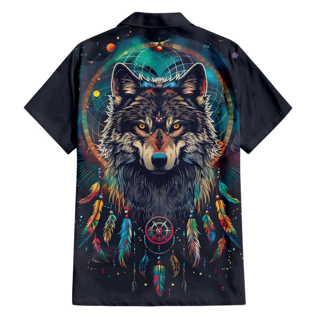 Native American Wolves Family Matching Tank Maxi Dress and Hawaiian Shirt with Dream Catchers Feathers