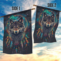 Native American Wolves Garden Flag with Dream Catchers Feathers
