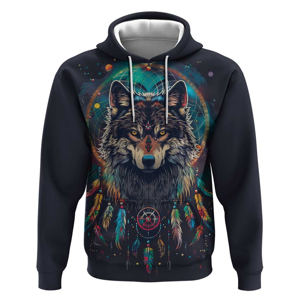 Native American Wolves Hoodie with Dream Catchers Feathers