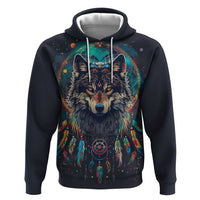 Native American Wolves Hoodie with Dream Catchers Feathers