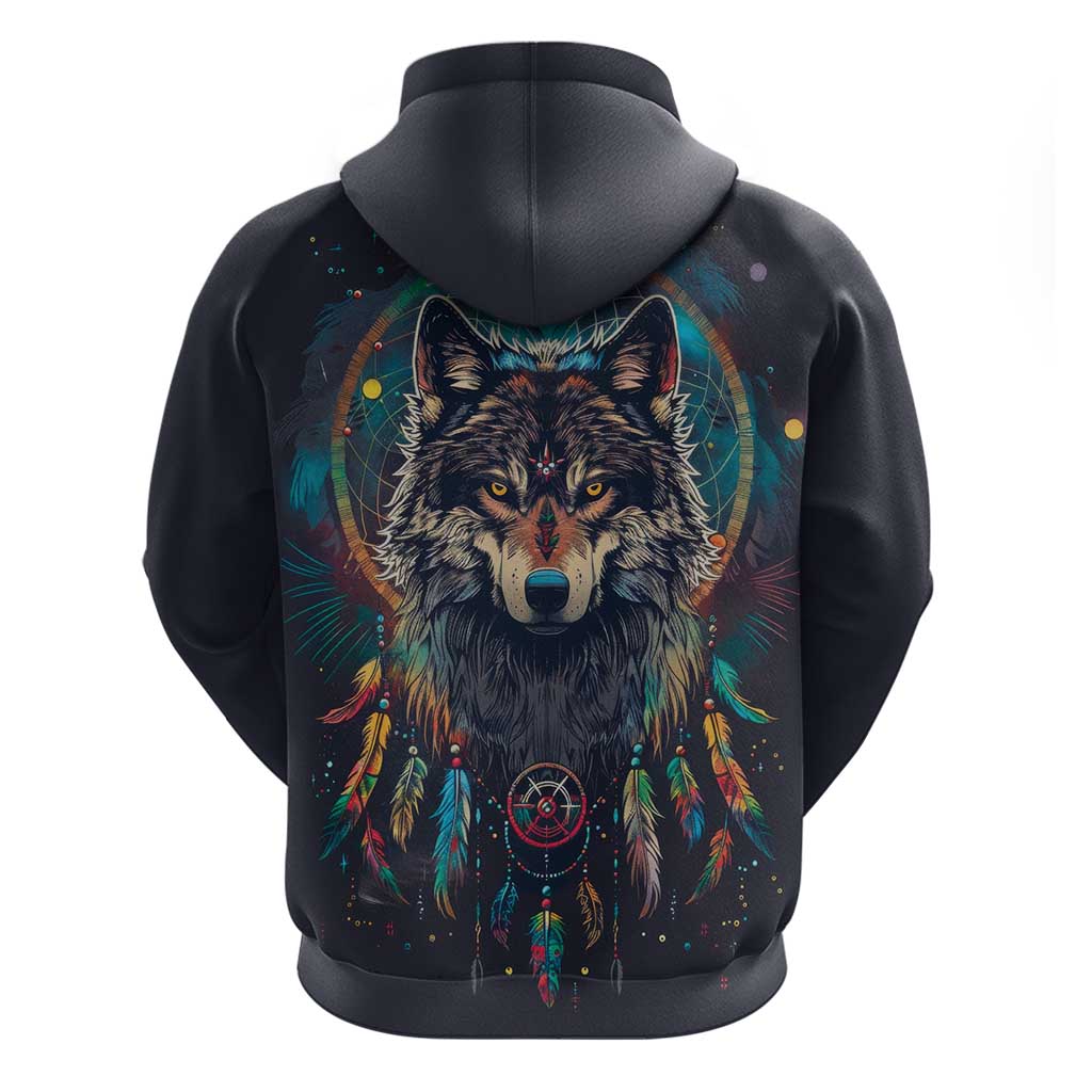 Native American Wolves Hoodie with Dream Catchers Feathers