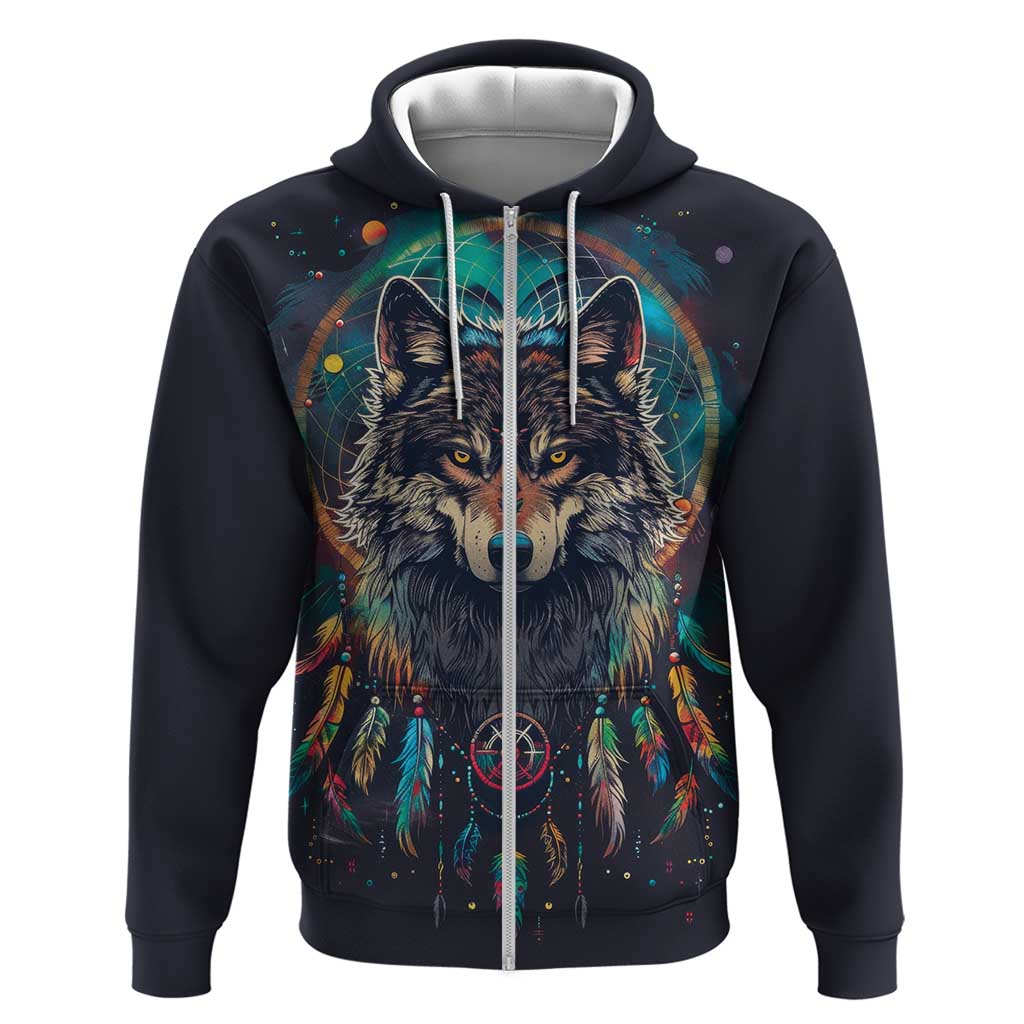 Native American Wolves Hoodie with Dream Catchers Feathers