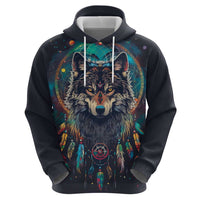 Native American Wolves Hoodie with Dream Catchers Feathers