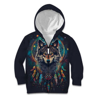 Native American Wolves Kid Hoodie with Dream Catchers Feathers