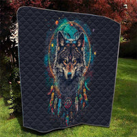 Native American Wolves Quilt with Dream Catchers Feathers