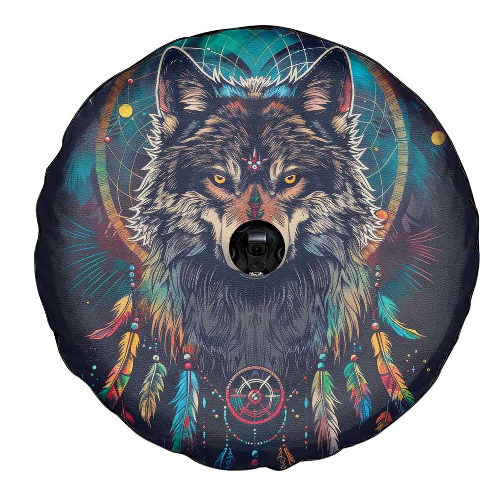 Native American Wolves Spare Tire Cover with Dream Catchers Feathers