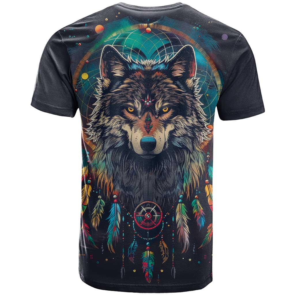 Native American Wolves T Shirt with Dream Catchers Feathers