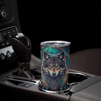 Native American Wolves Tumbler Cup with Dream Catchers Feathers