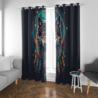 Native American Wolves Window Curtain with Dream Catchers Feathers