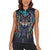 Native American Wolves Women Sleeveless Polo Shirt with Dream Catchers Feathers