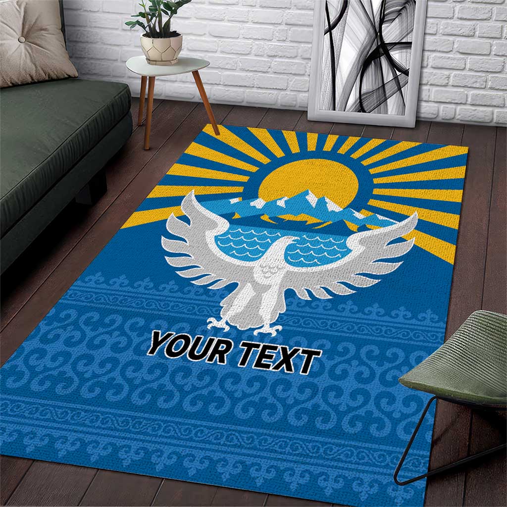 Kyrgyzstan Falcon Personalized Area Rug Tian Shan Mountains Rising Sun