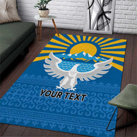 Kyrgyzstan Falcon Personalized Area Rug Tian Shan Mountains Rising Sun