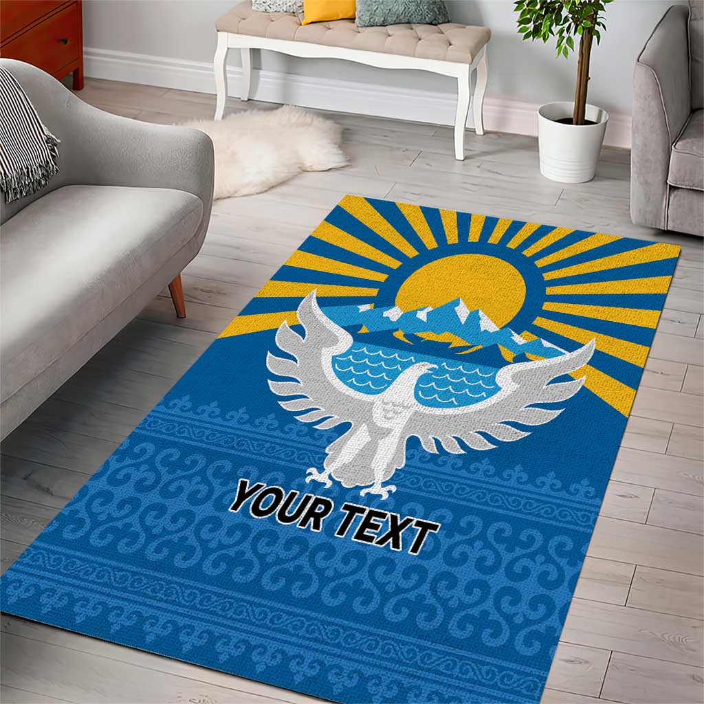 Kyrgyzstan Falcon Personalized Area Rug Tian Shan Mountains Rising Sun