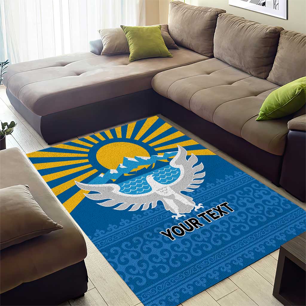 Kyrgyzstan Falcon Personalized Area Rug Tian Shan Mountains Rising Sun
