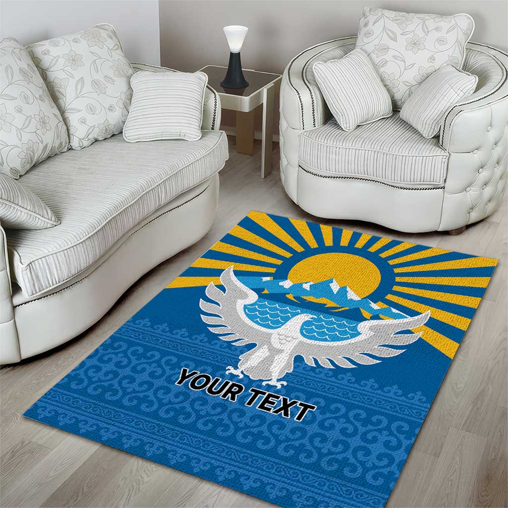 Kyrgyzstan Falcon Personalized Area Rug Tian Shan Mountains Rising Sun