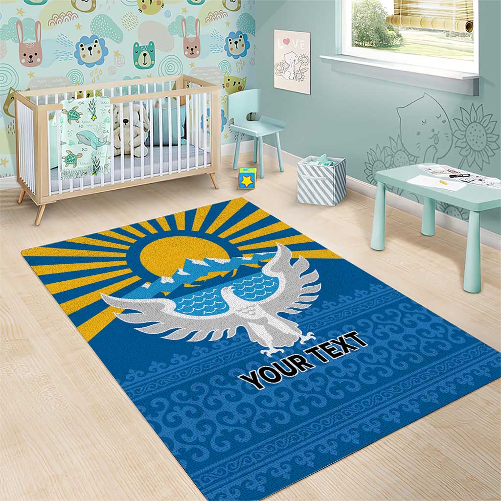 Kyrgyzstan Falcon Personalized Area Rug Tian Shan Mountains Rising Sun