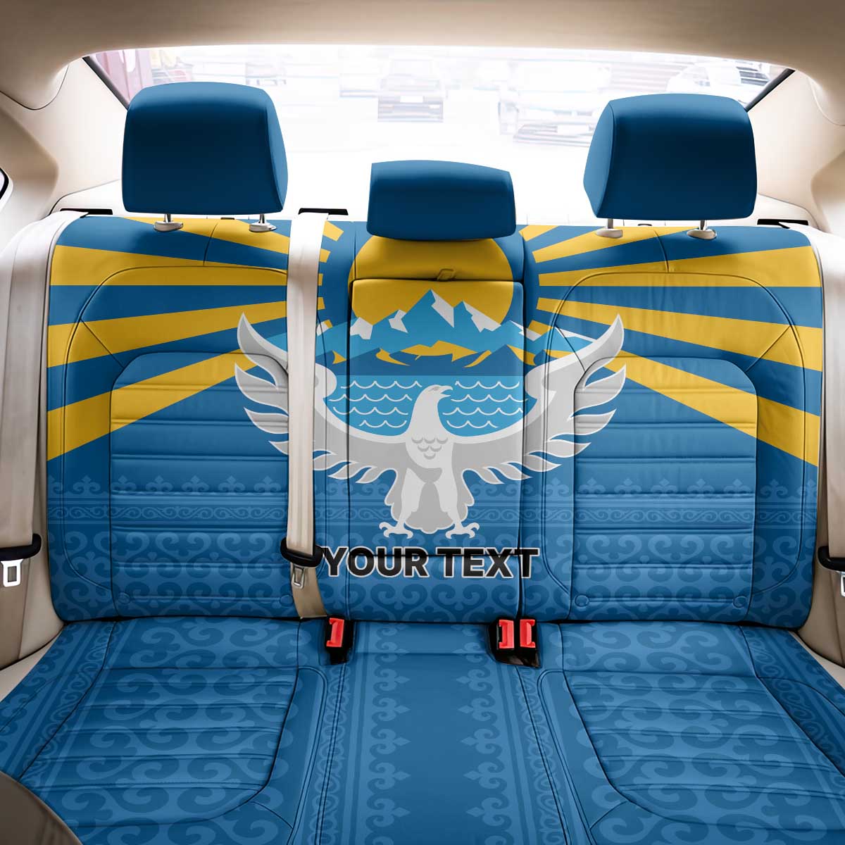 Kyrgyzstan Falcon Personalized Back Car Seat Cover Tian Shan Mountains Rising Sun